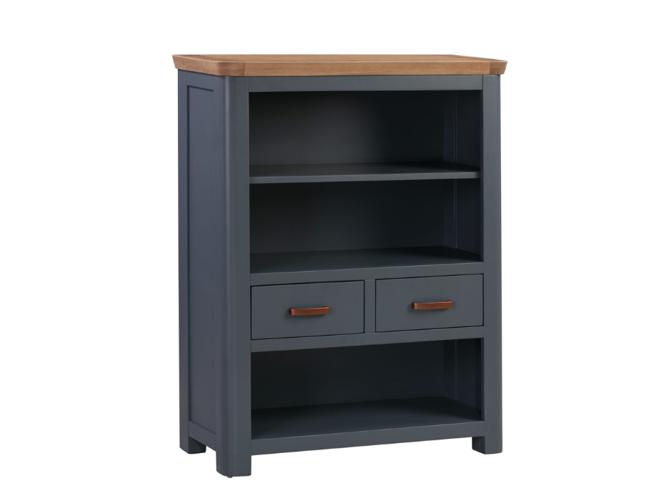 Treviso Midnight Blue and Oak Low Bookcase