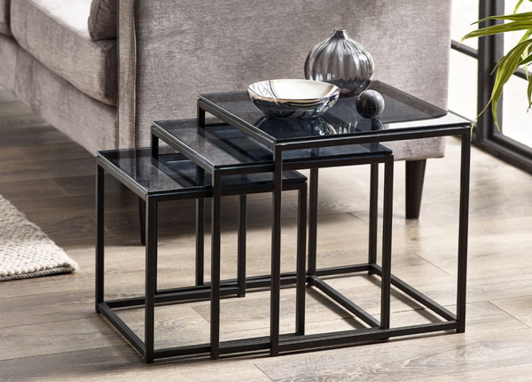Chicago Nest of 3 Tables - Smoked Glass